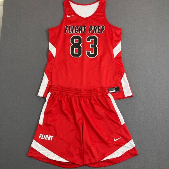 Nike Team Flight Prep Women’s Large Red Reversible Jersey and Shorts Basketball - Picture 2 of 16